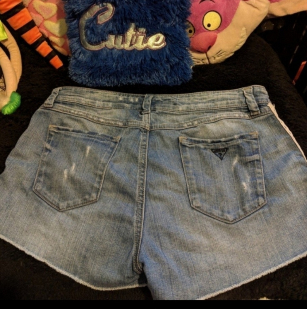 Women's Denim Blue Jeans Shorts Distressed Fashion Beach Party Emo Retro - Picture 2 of 9